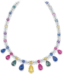 multi-color-sapphire-and-diamond-necklace.Jewellery to wear on New Year's Eve. Read more on www.sophiworldblog.com